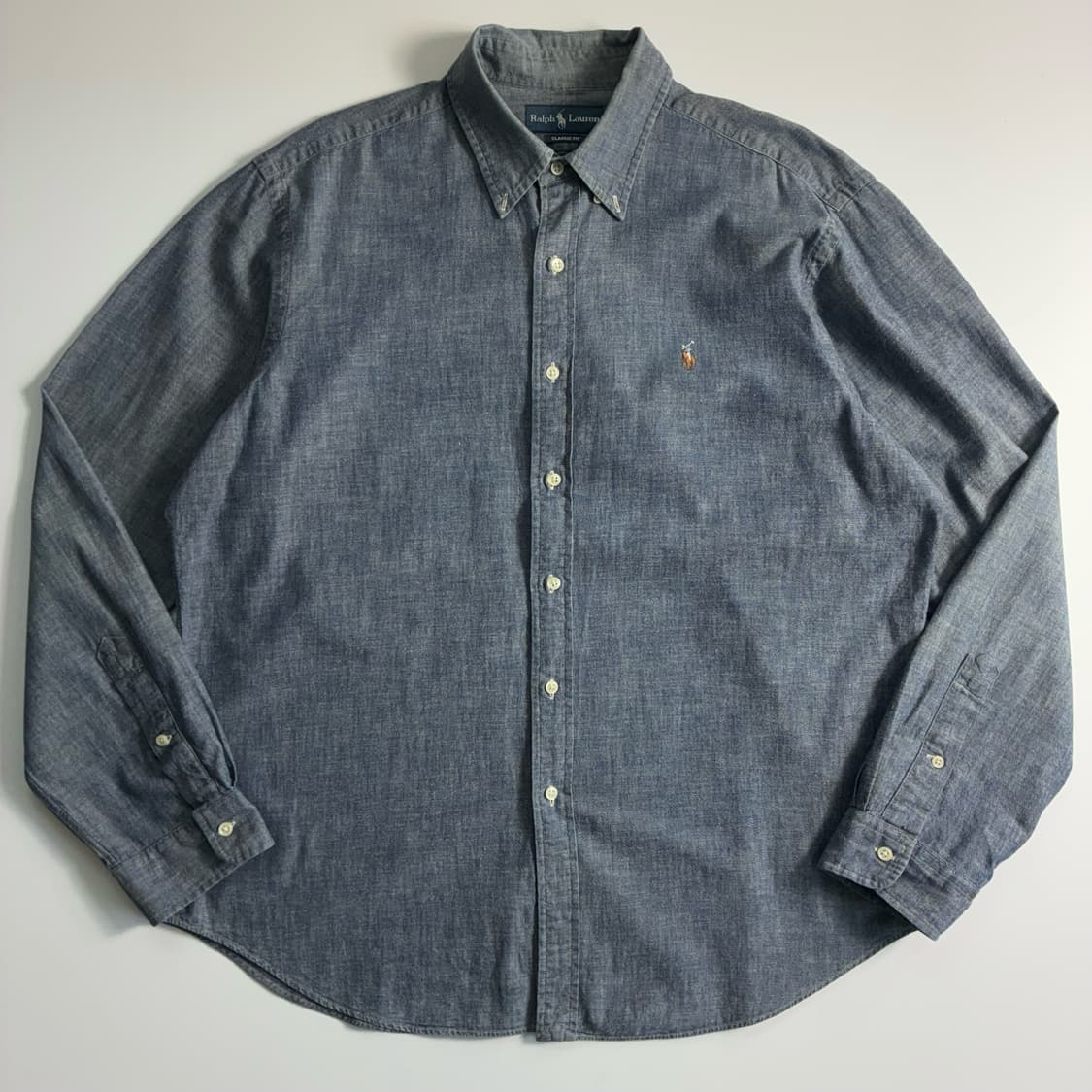 Polo  폴로 랄프로렌 자수 코튼 다크 샴브레이 셔츠  상품이미지1