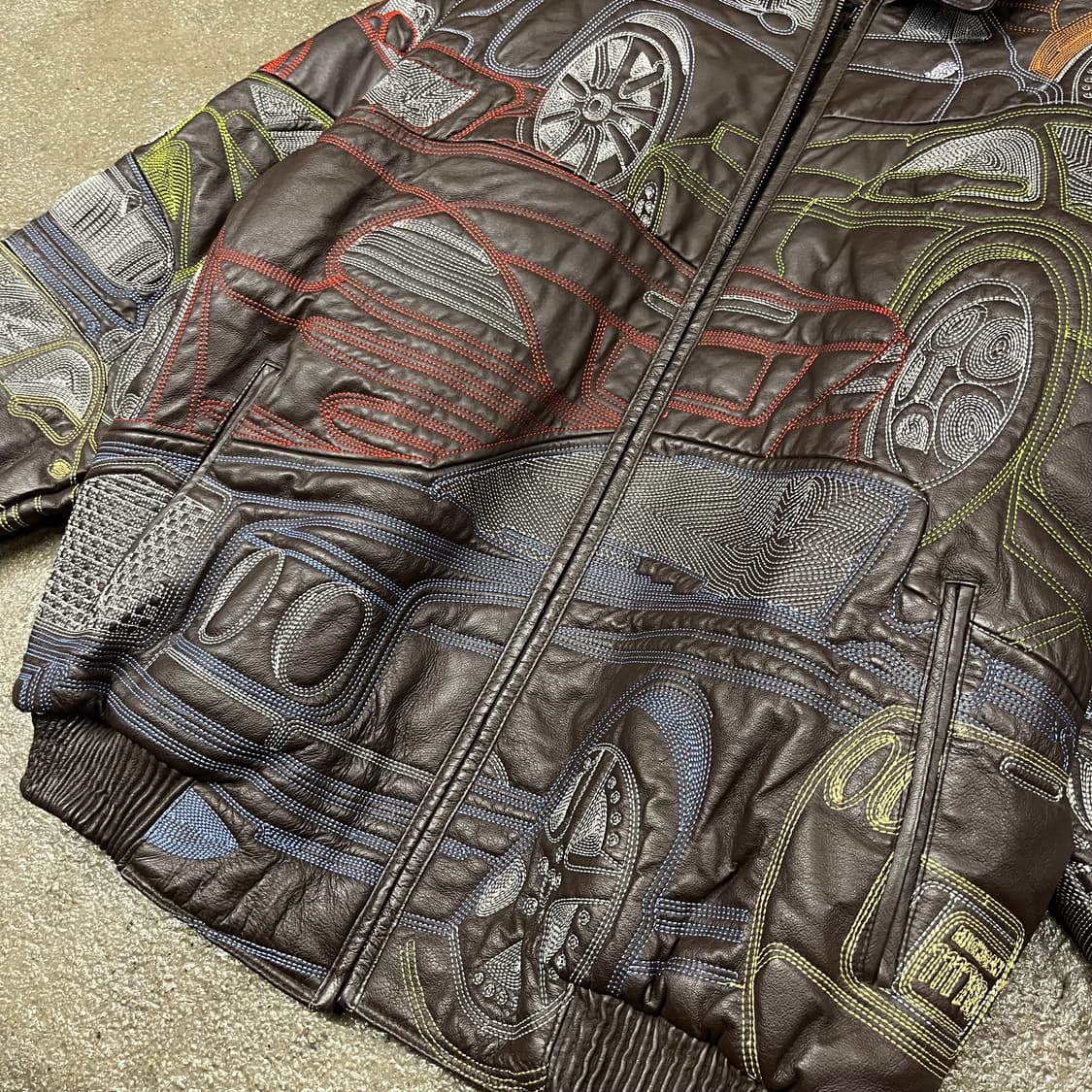 빈티지 오버 자수 가죽 자켓 (110-115) 상품이미지2