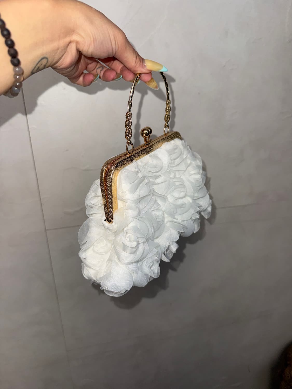 White rose corsage mini hand bag 상품이미지3