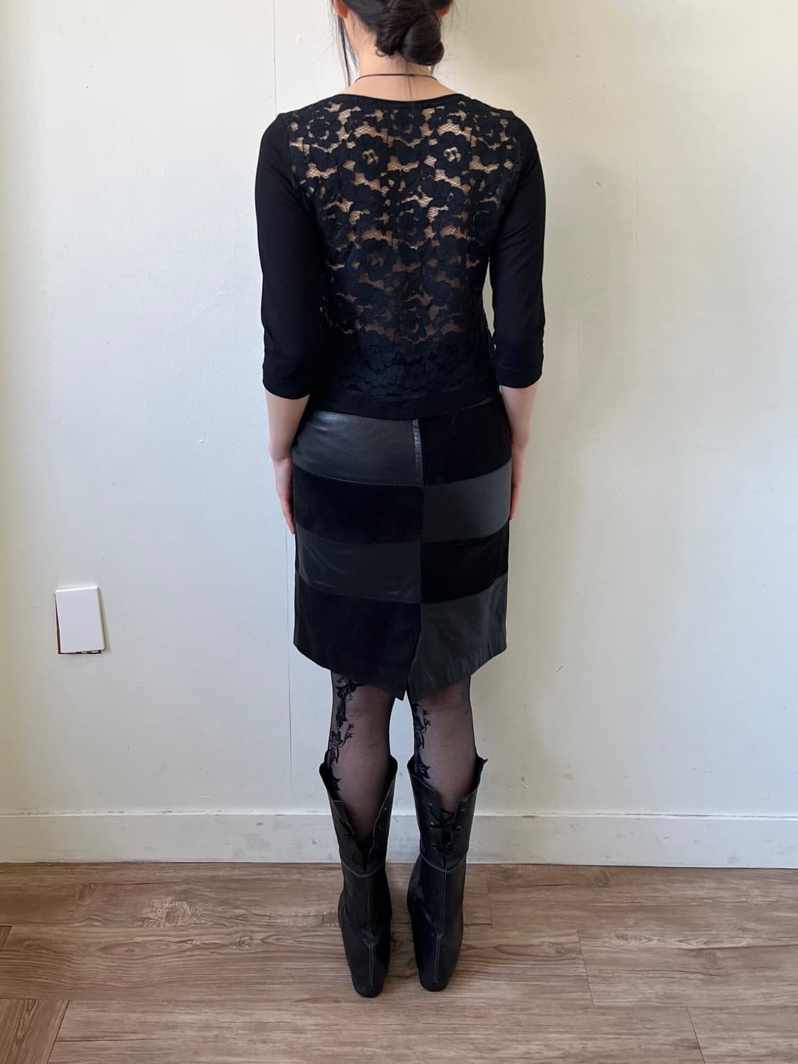 Japan vtg 레더 블럭 스커트 상품이미지10