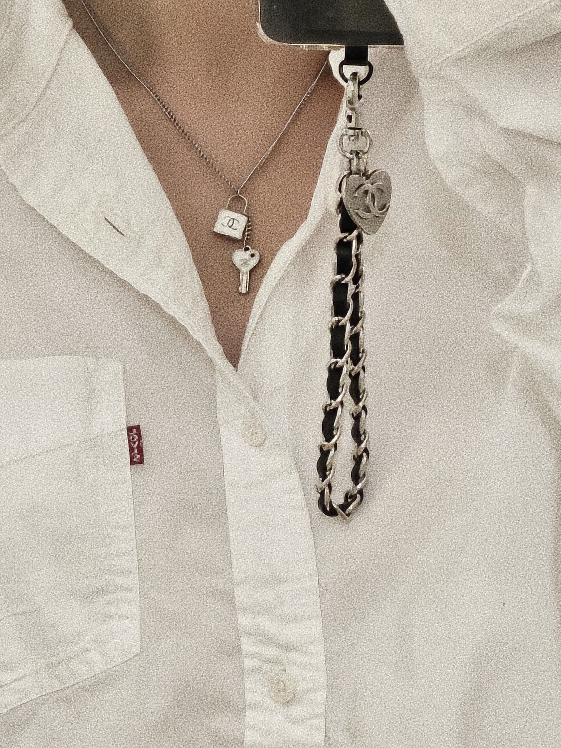 샤넬 빈티지 업사이클링 레더체인 스트랩 키링 상품이미지1