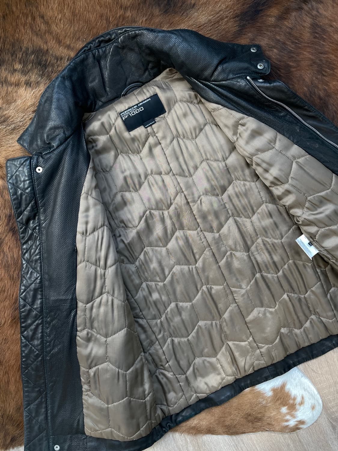 포르쉐 디자인 패션 하이 넥 레더 자켓 상품이미지4