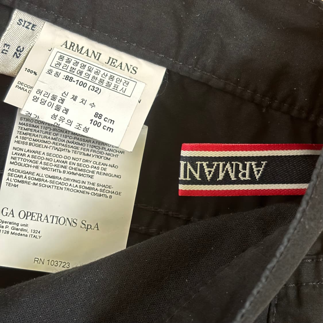 AJ 알마니진 블랙 30 면바지 로라이즈 신세계 수입 정품 상품이미지4