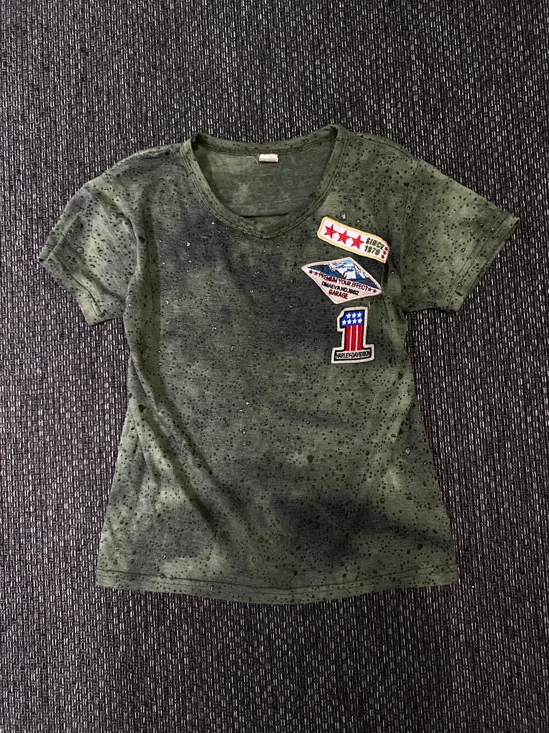 Y2K Patch Detail Green Top 와투케 상품이미지1