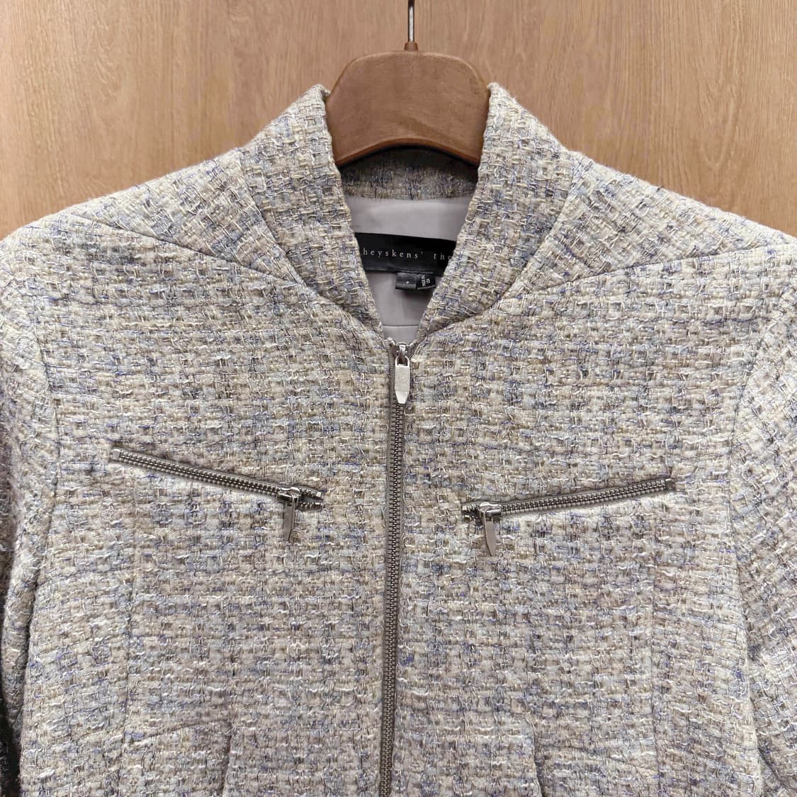 띠어리 트위드 긴팔 집업 크롭 자켓 텍스처 슬림핏 멀티 컬러 상품이미지4