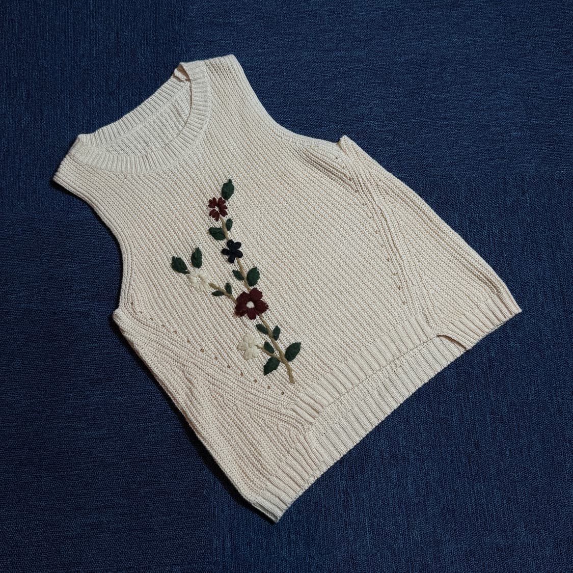빈티지 모리걸 자수 니트조끼 상품이미지1