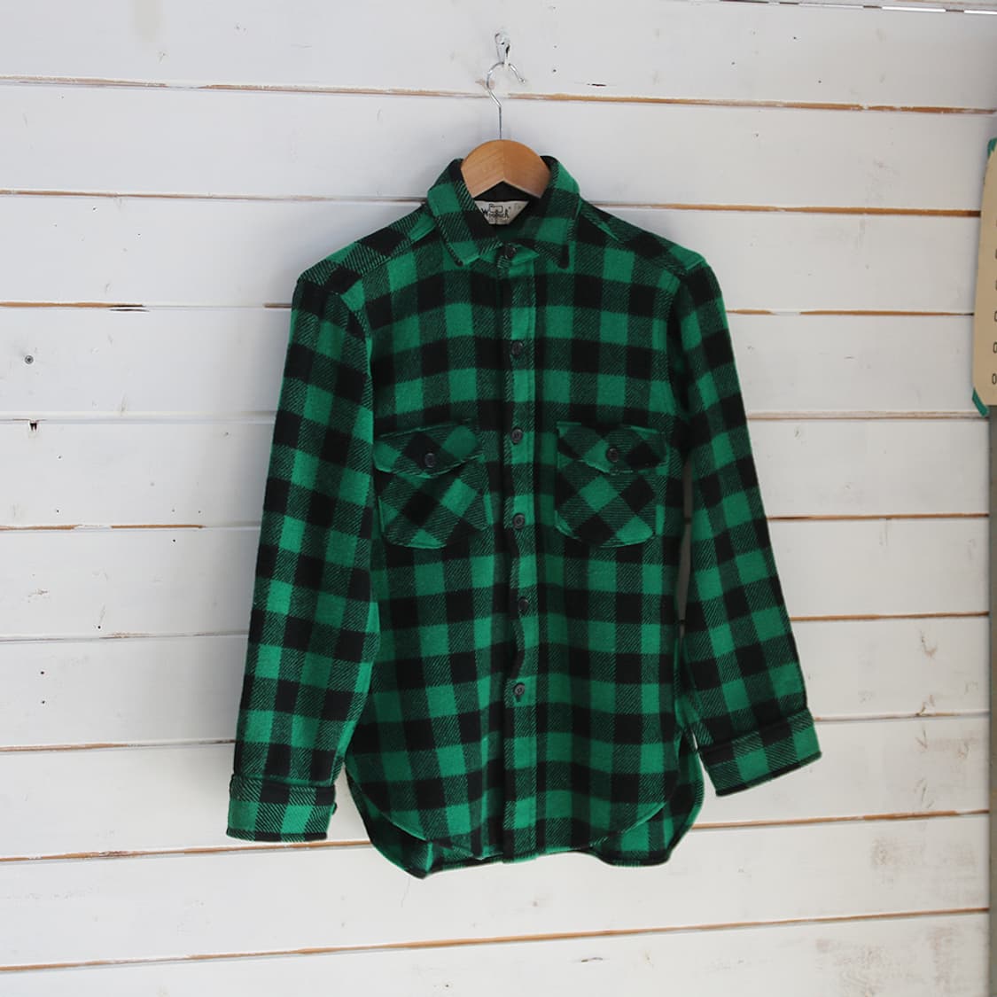 (착용컷) 80's WOOLRICH 버팔로 울 체크 셔츠 (95-98) 상품이미지3
