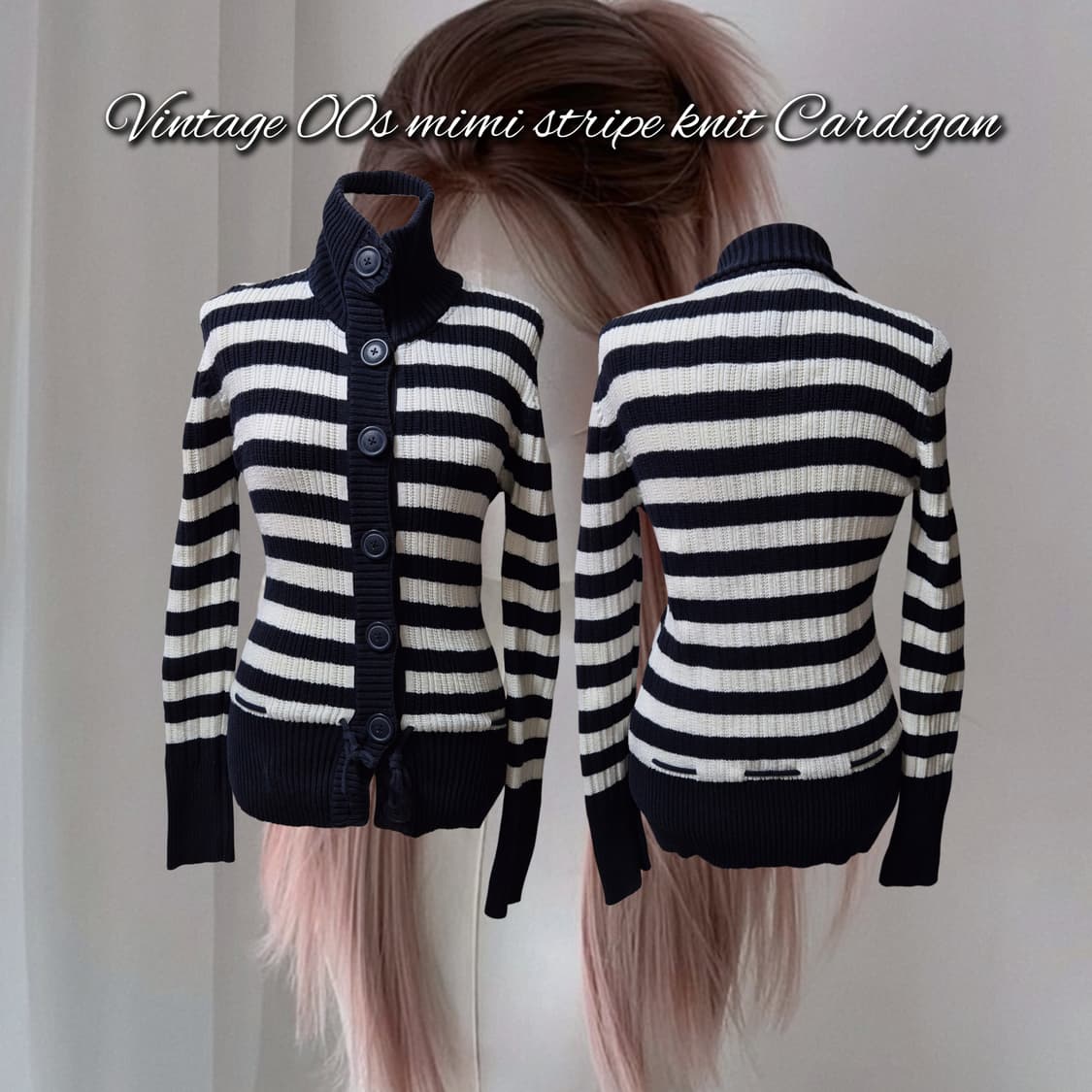 Vintage 00s mimi stripe knit Cardigan 상품이미지1