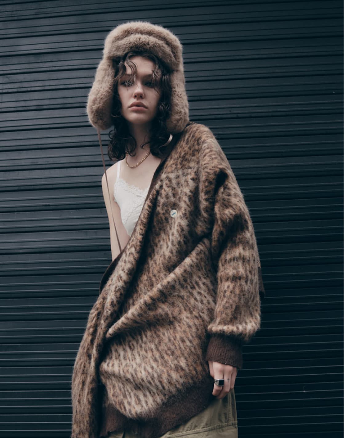 애즈이프캘리 LEOPARD KNIT CARDIGAN BROWN 상품이미지1