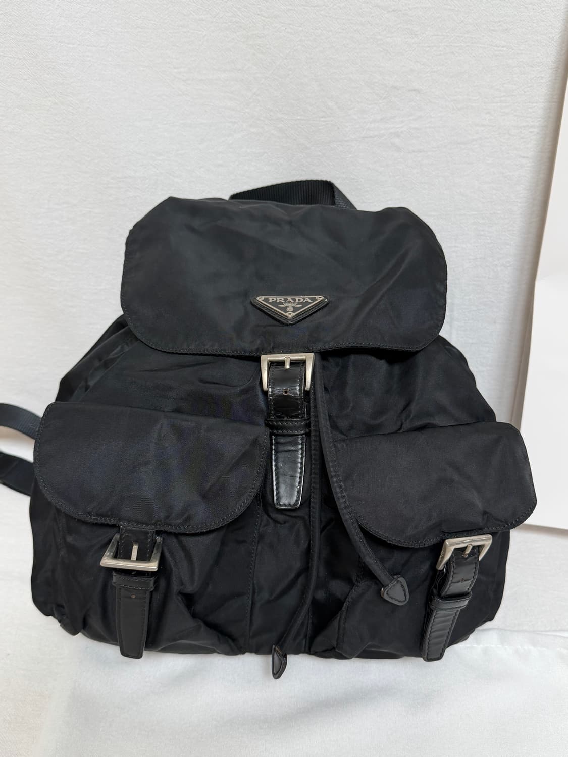 정품 프라다 포코노 나일론 투포켓 백팩 블랙 미디움 상품이미지2