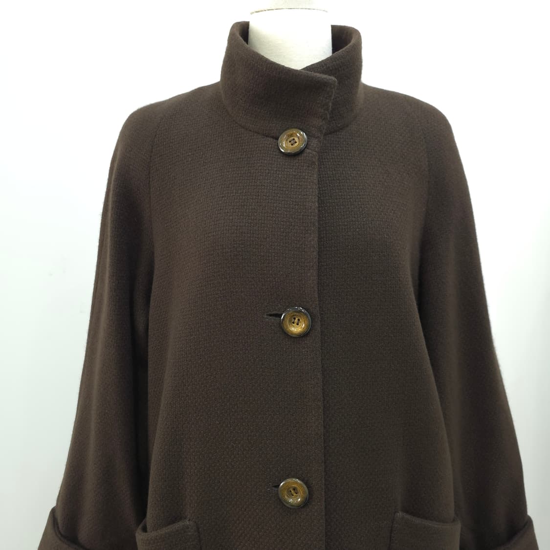 캐시미어 100 하이넥 진브라운 롱 코트  상품이미지4