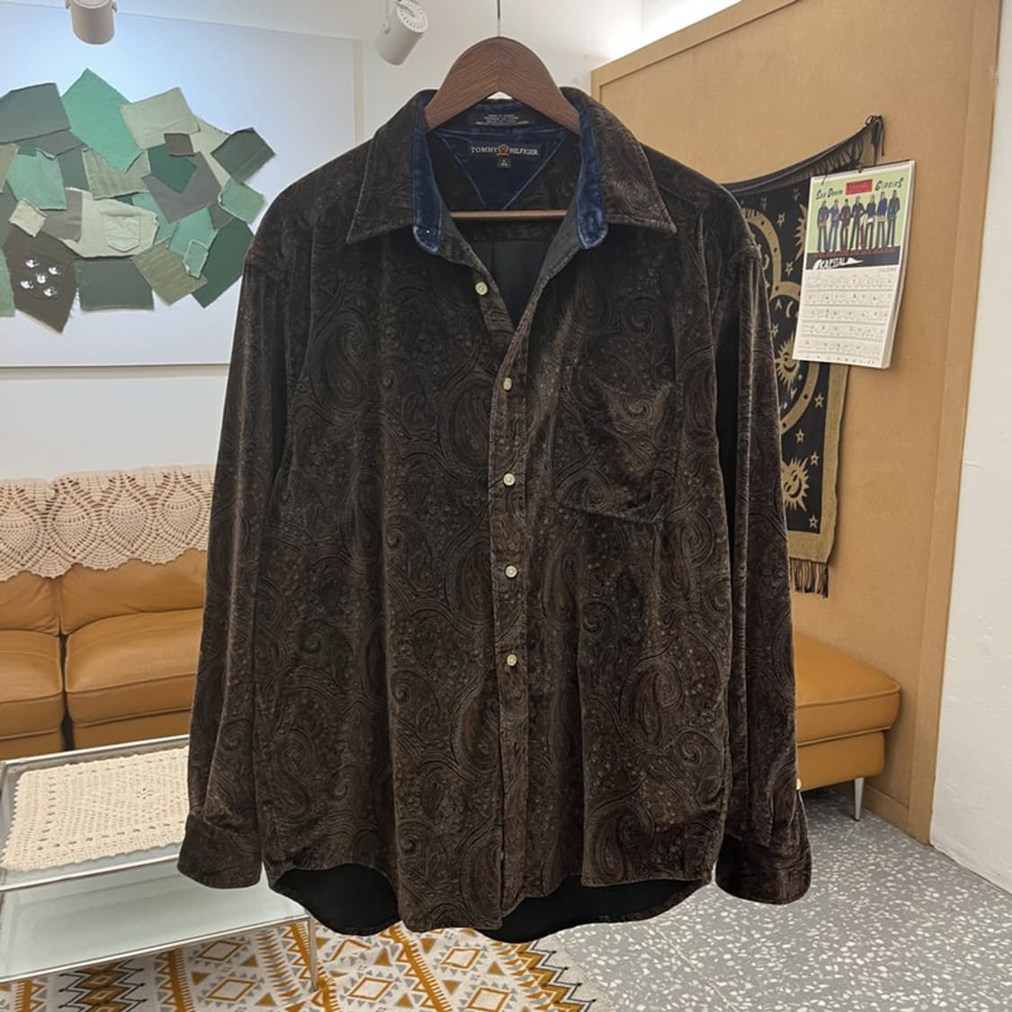 타미힐피거 컨트리 스트릿 펑크 페이즐리 벨벳 셔츠 L C11015 상품이미지3