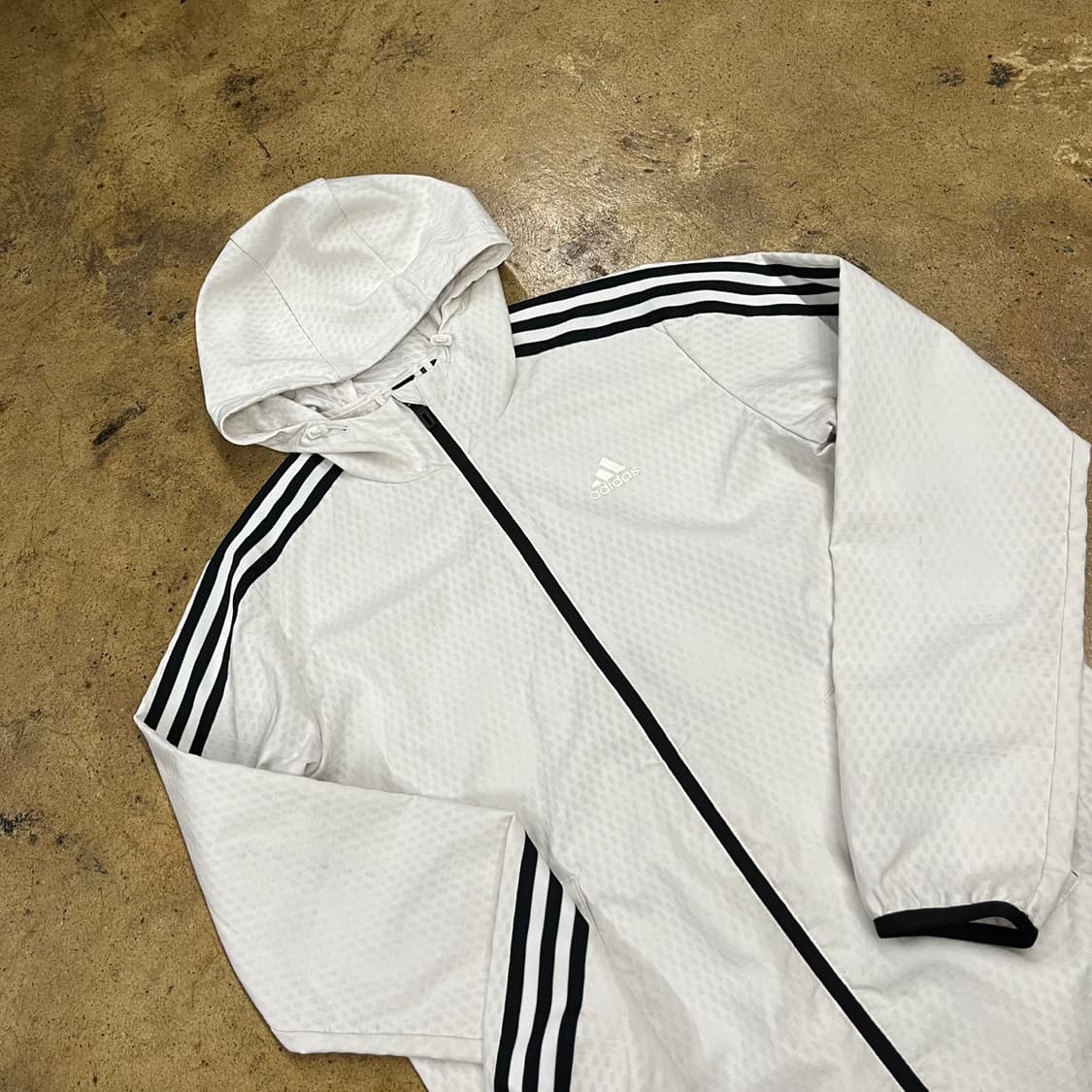[정품/M] 아디다스 화이트 삼선 후드 바람막이 b10 상품이미지1