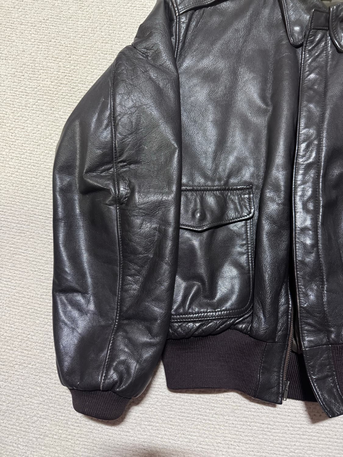90s USA 엘엘빈 A-2 레더 자켓 42사이즈 상품이미지4
