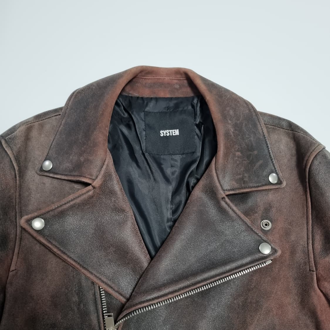 시스템 옴므 브라운 워시드 레더자켓  상품이미지6