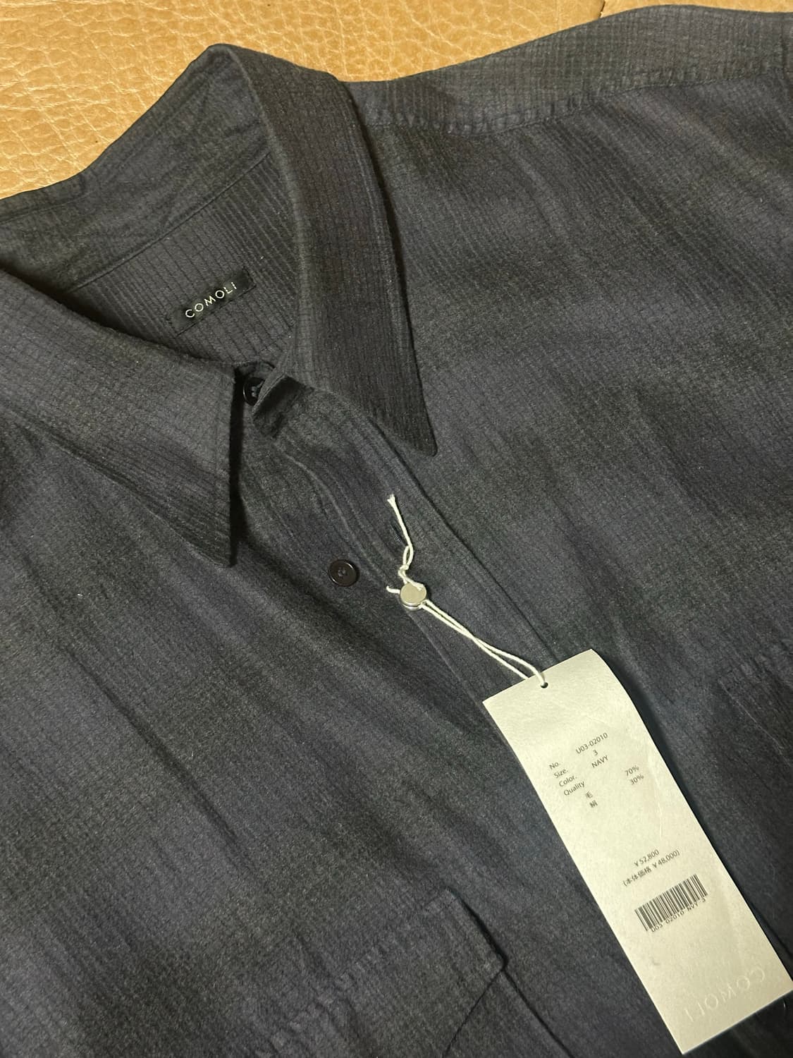 코모리 울실크 체크 셔츠 (navy, 3) 상품이미지3