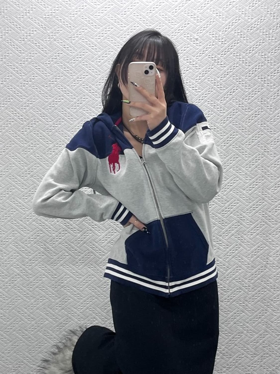 폴로 랄프로렌 빅포니 빈티지 레트로 배색 후드집업 XL C08777 상품이미지1