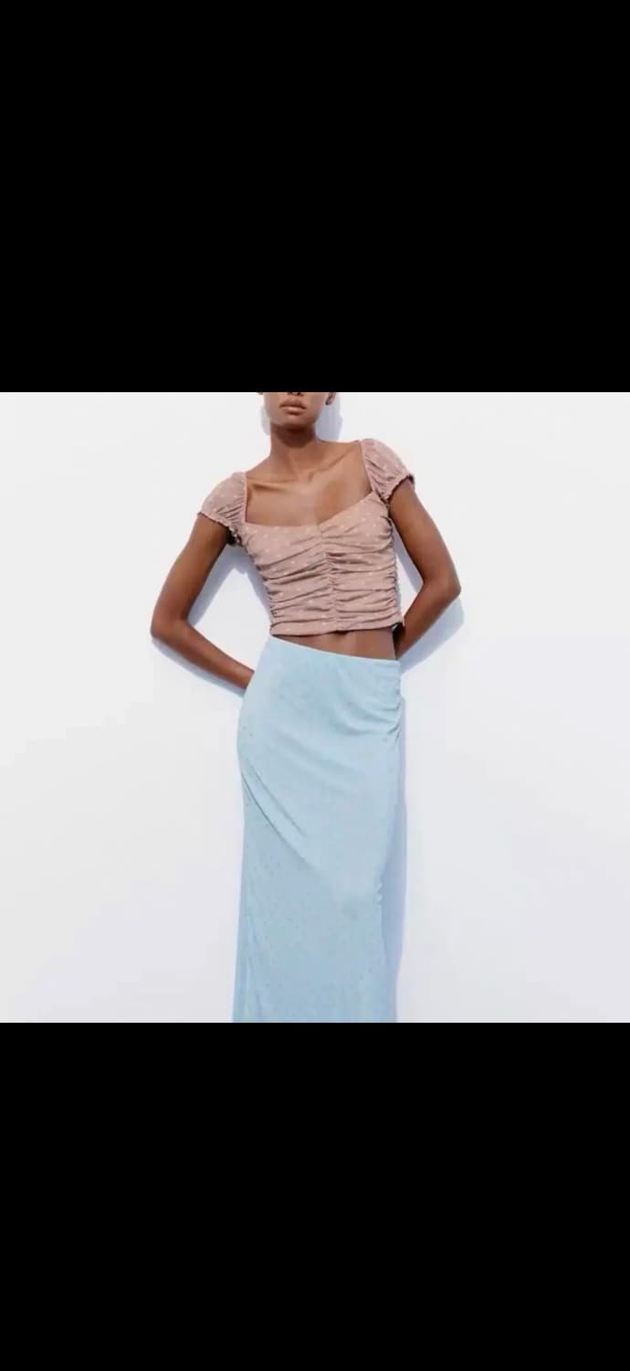 자라 도티드 캡소매 뷔스티에 블라우스 여름휴양지블라우스 상품이미지4