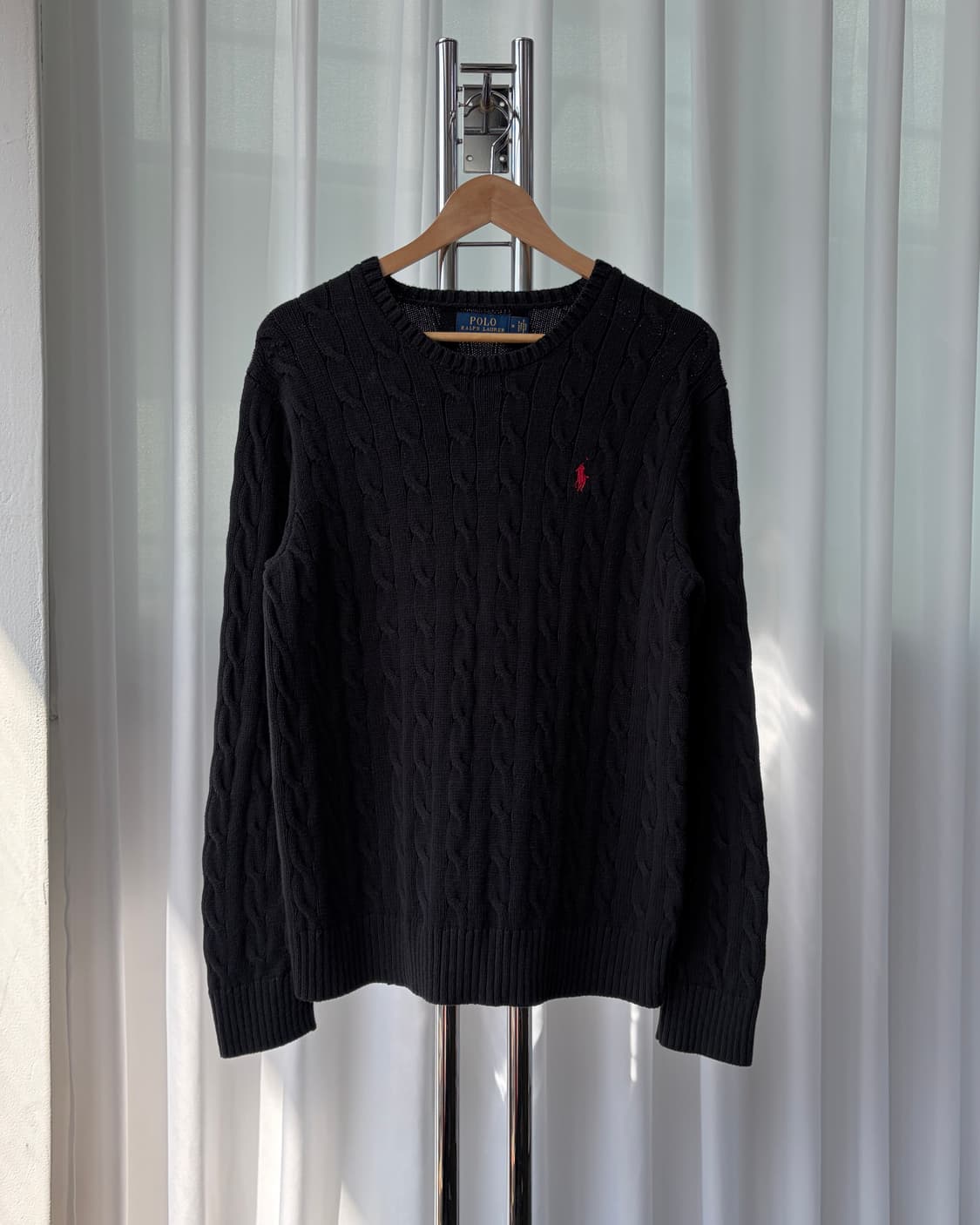[M]폴로 랄프로렌 꽈배기 케이블 코튼 니트 black 상품이미지2