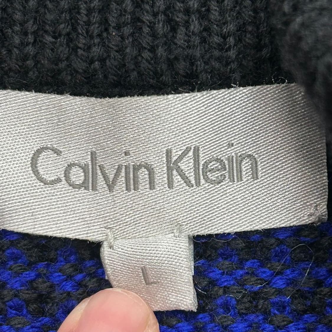 캘빈클라인 이탈리아 울 100 니트 집업 딥블루 L 상품이미지4