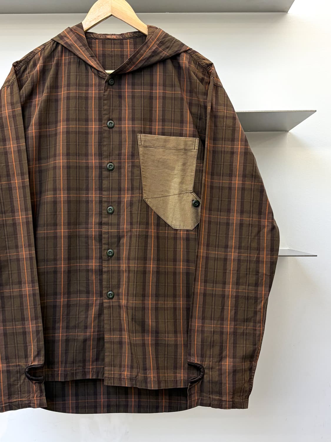 PPFM 이너 커프스 후드 체크 셔츠 상품이미지2