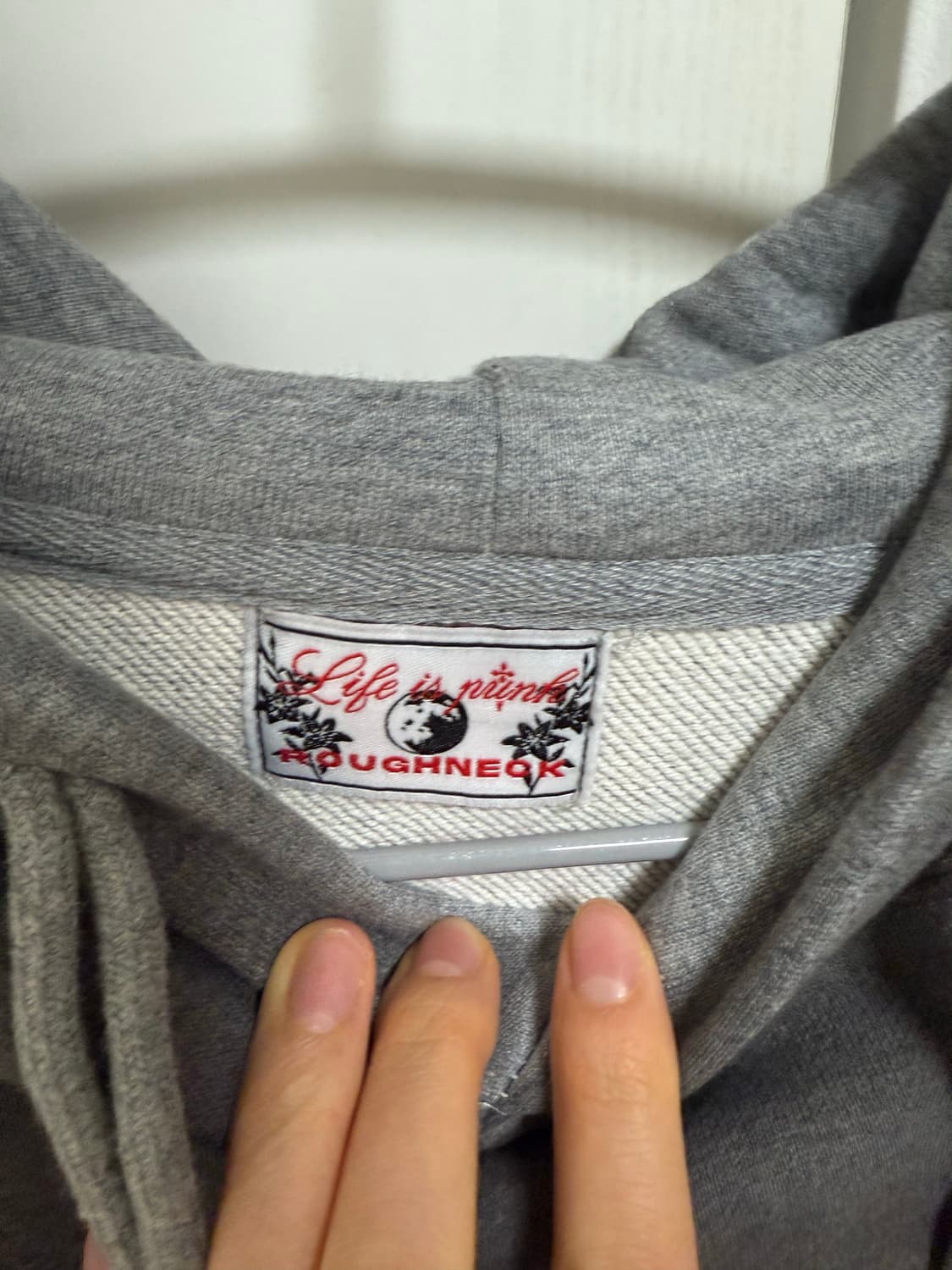 러프넥 빈티지 오버핏 후드 그레이 상품이미지5