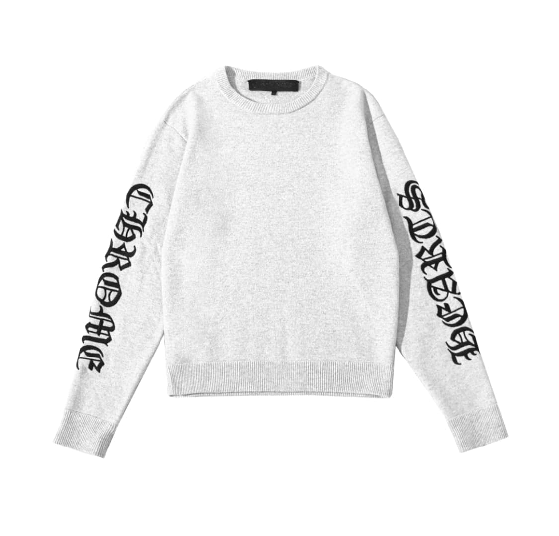 [XXL] 크롬하츠 레터링 자수 캐시미어 니트 그레이 상품이미지1