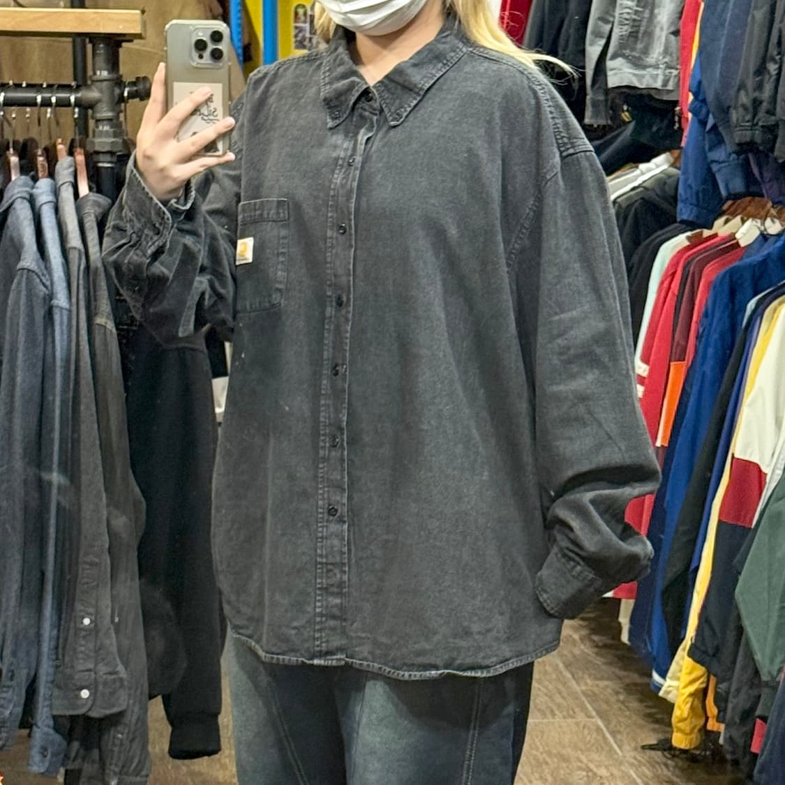 [HI] 칼하트 긴팔 데님셔츠 블랙  상품이미지4