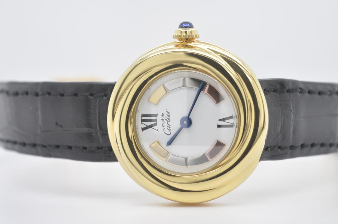 까르띠에 트리니티 금장 중고명품 손목시계 트리오 다이얼 여성 가죽시계 상품이미지4