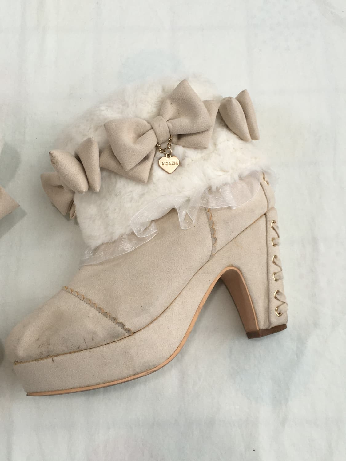 마지막 가격) 리즈리사 Liz Lisa 오네갸루 히메갸루 리본 퍼 부츠 상품이미지4