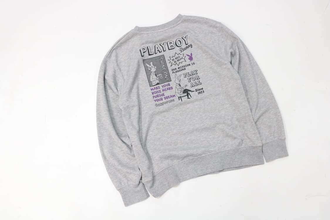 플레이보이 빈티지 그래픽 백프린팅 멜란지 맨투맨 상품이미지2