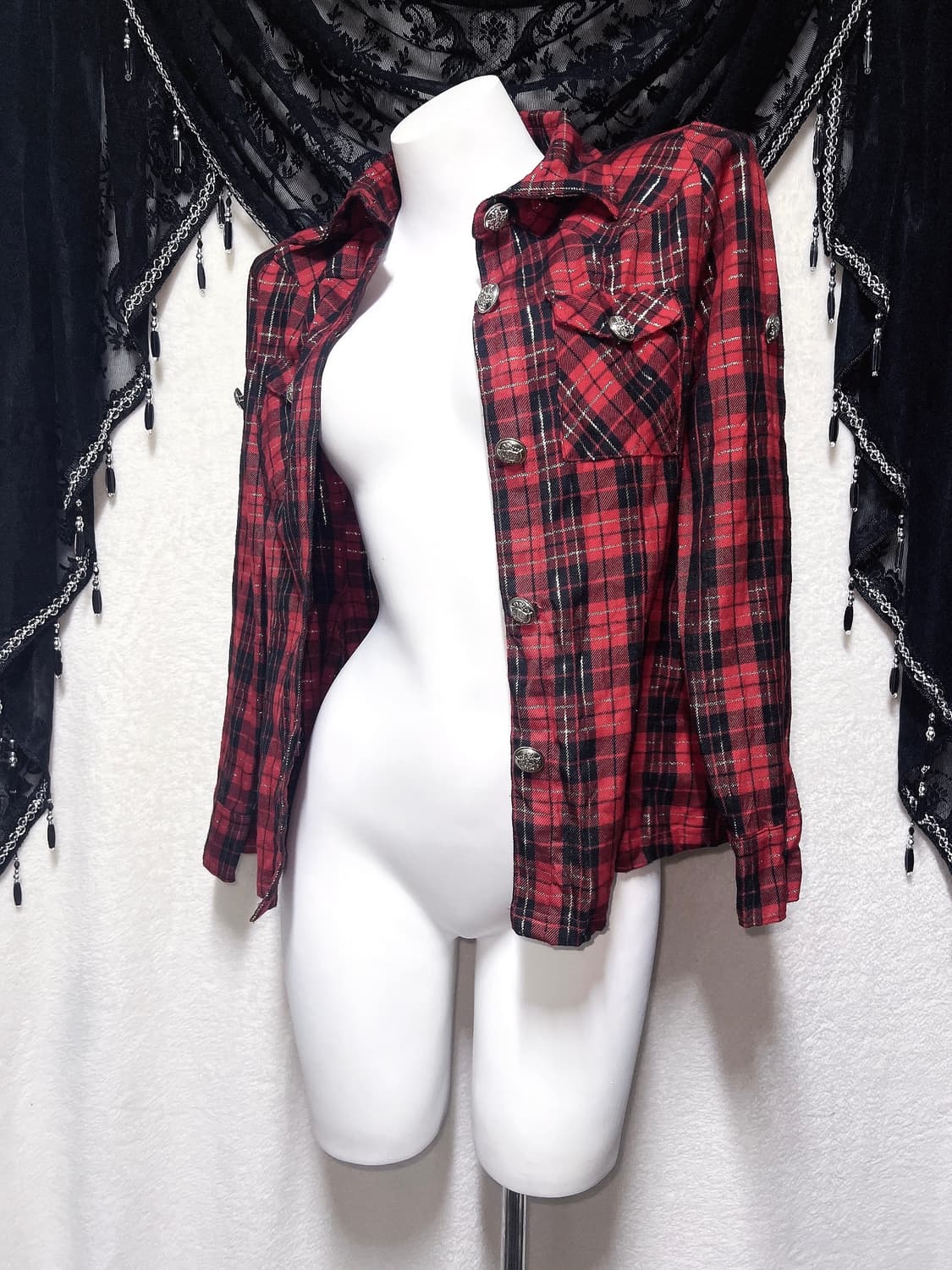 캐캐체 미사 나나 고스펑크 레드 타탄체크 셔츠 y2k 와투케 시부야 갸루 상품이미지9