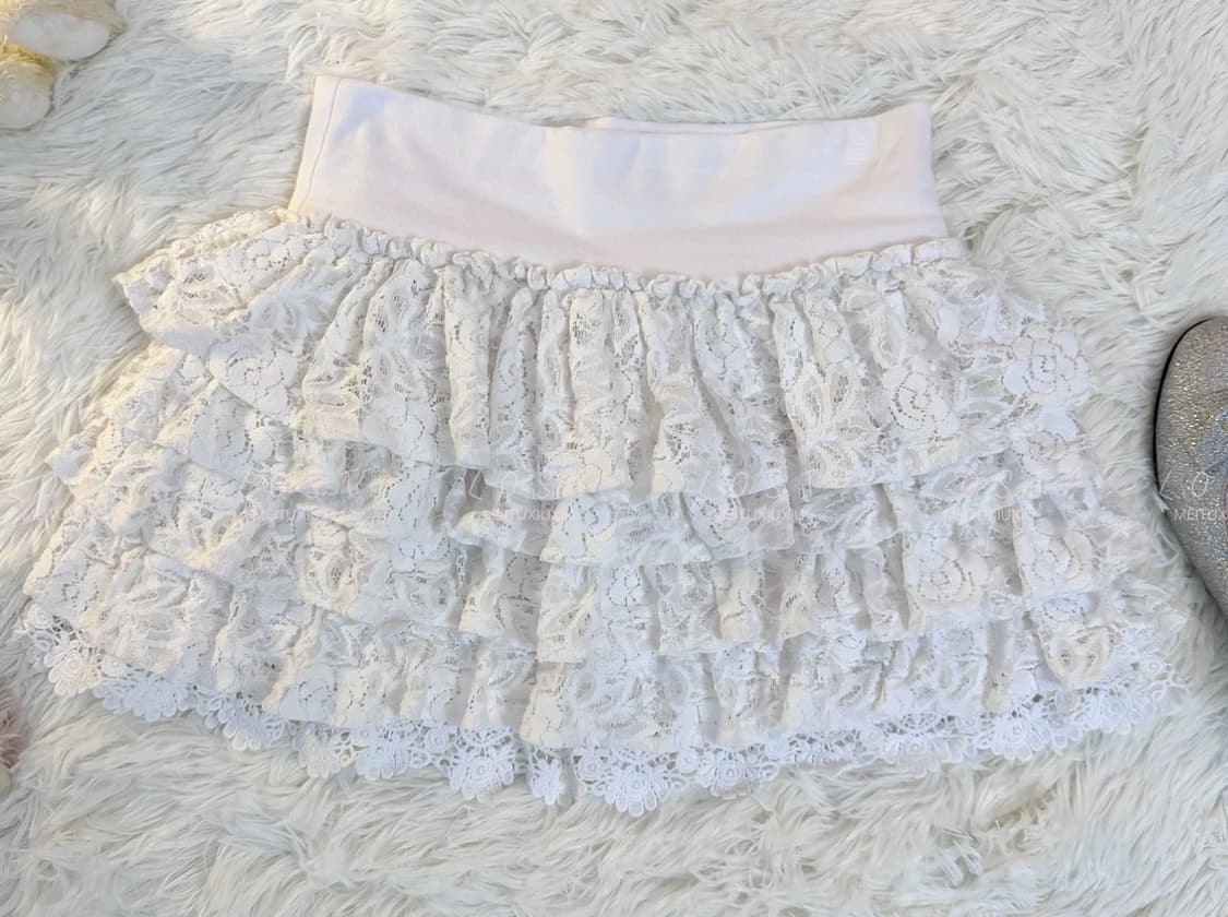 빈티지) 대대장 세실맥비 폼폼이 레이스 큐롯 스커트 화이트 리즈리사 갸루 상품이미지2