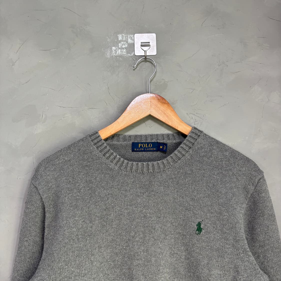 폴로 랄프로렌 라운드넥 코튼 니트 그레이 그린 상품이미지2