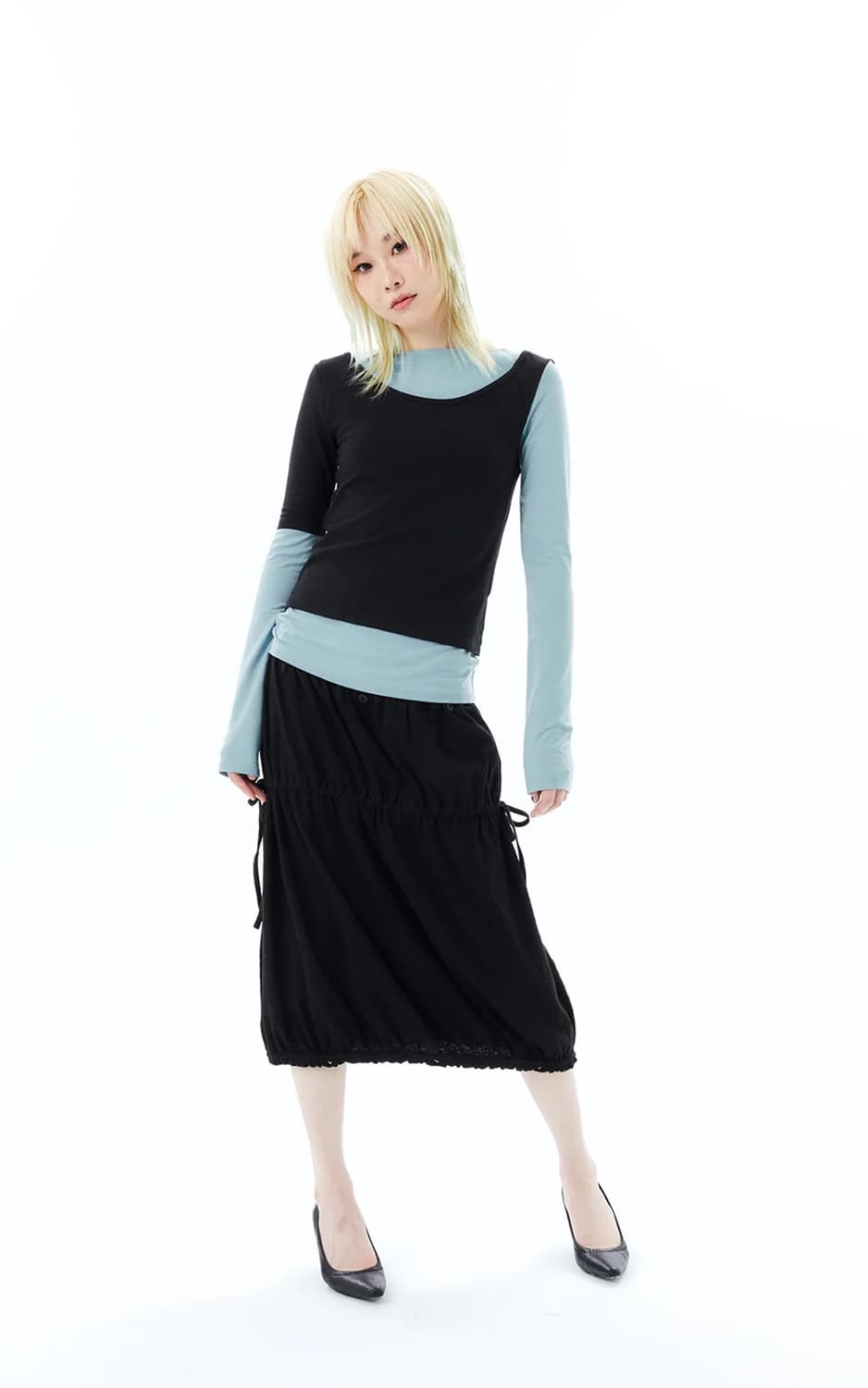 2 IN 1 LAYERED TOP / BLACK 상품이미지3