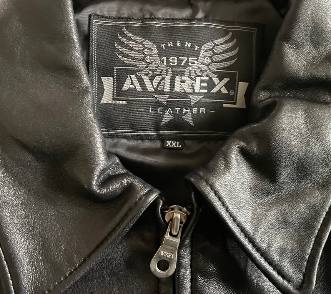 [XXL] 아비렉스 AVIREX 아이콘 레더 자켓 가죽 자켓 블랙 상품이미지3