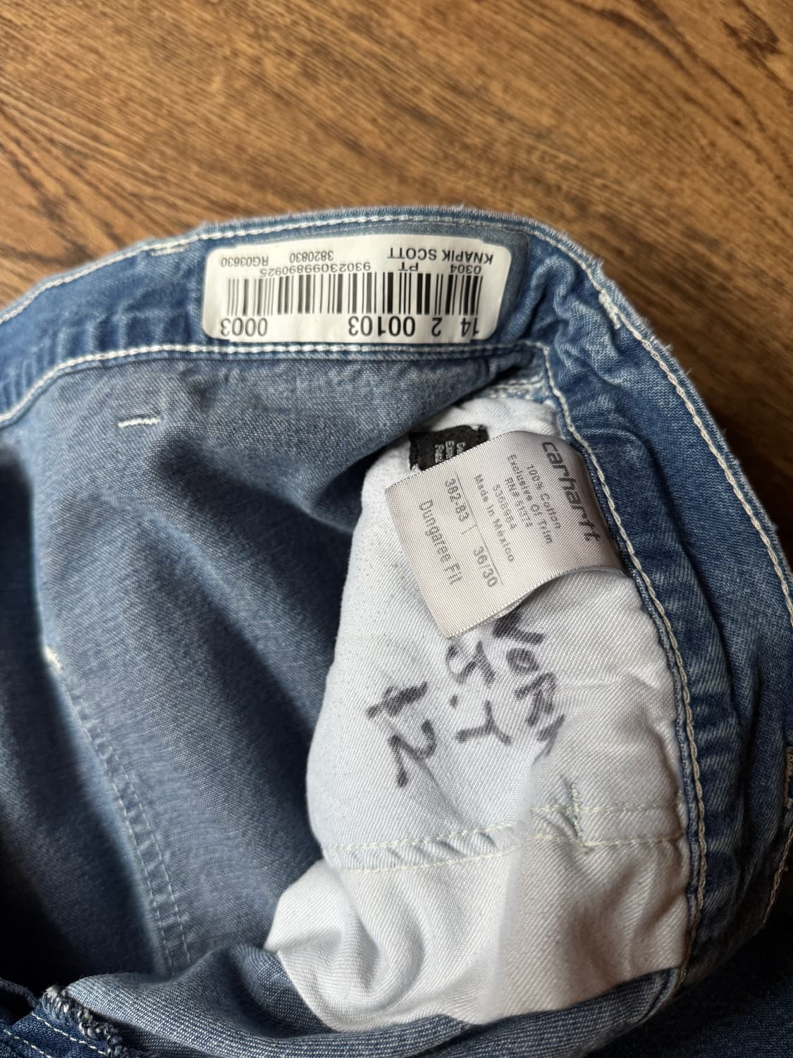 [36]칼하트 USA 미디엄블루 워싱 싱글니 카펜터 워크 데님 팬츠 상품이미지5