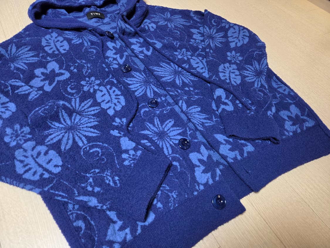 [정품] 타임옴므 플라워 디테일 테리 잉크 남성 후드 가디건 105 상품이미지3