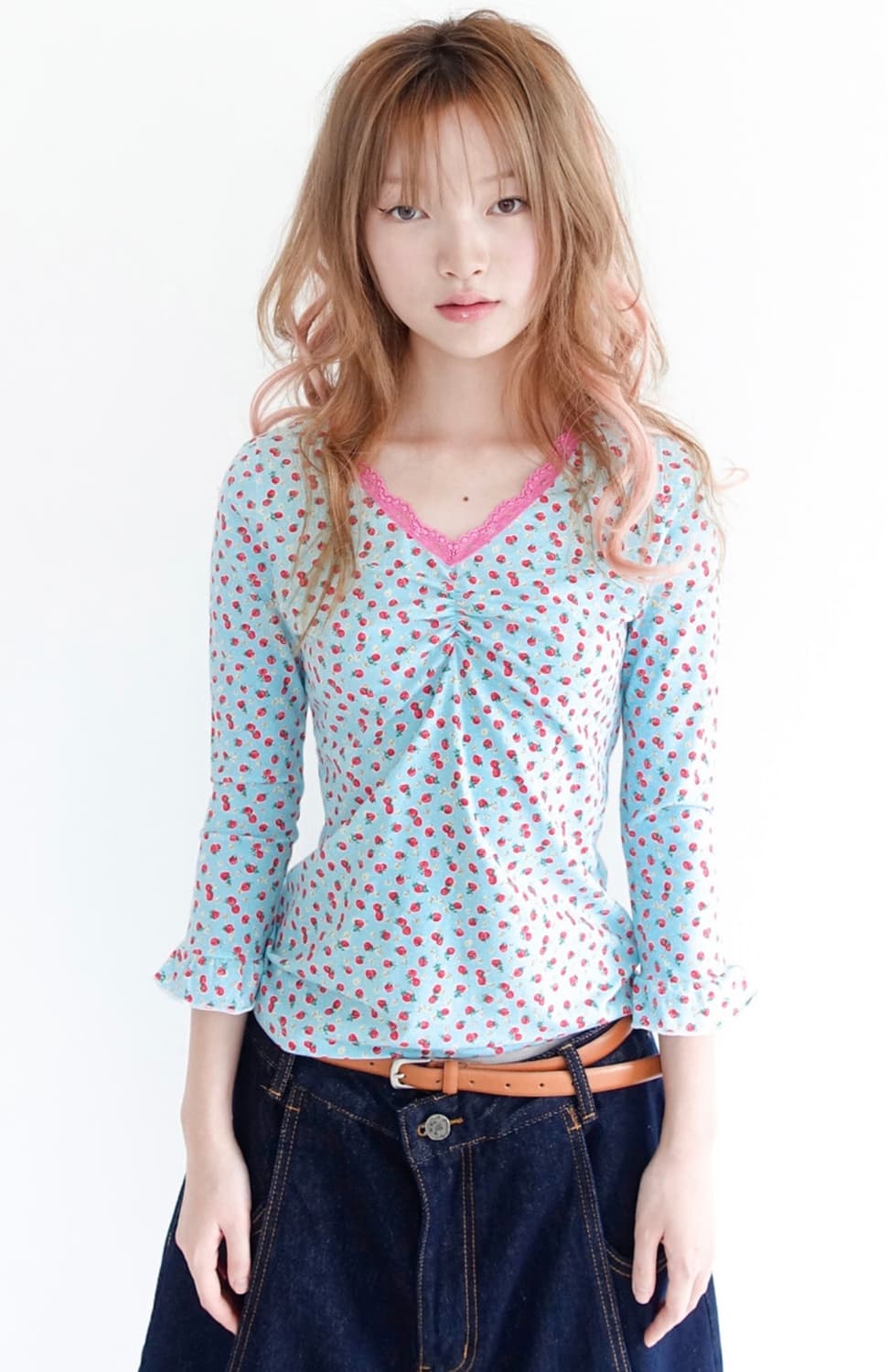 샵페어리 little strawberry lace top mint 상품이미지1