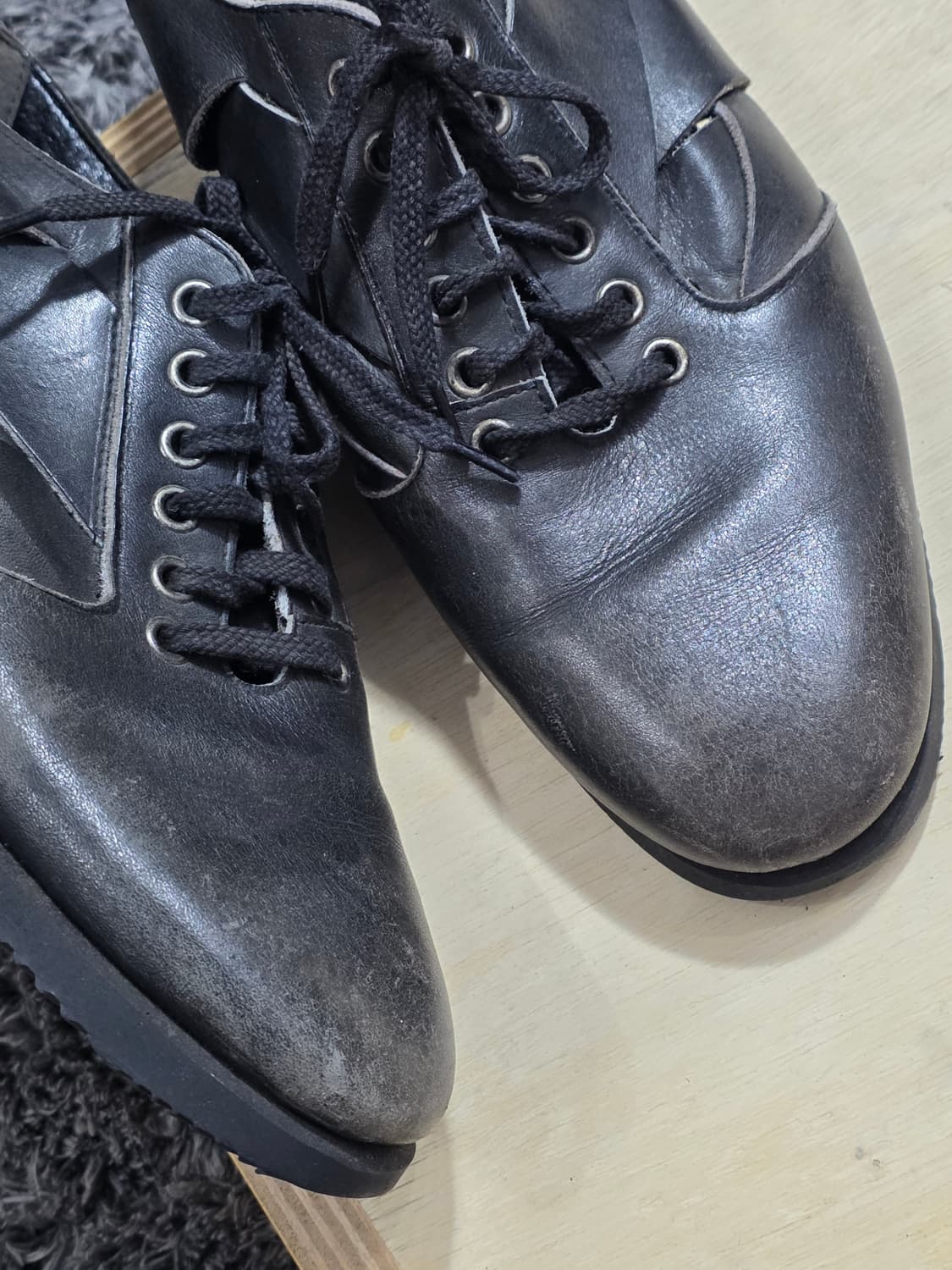 80s CDGH Woven leather lace-up shoes 상품이미지7