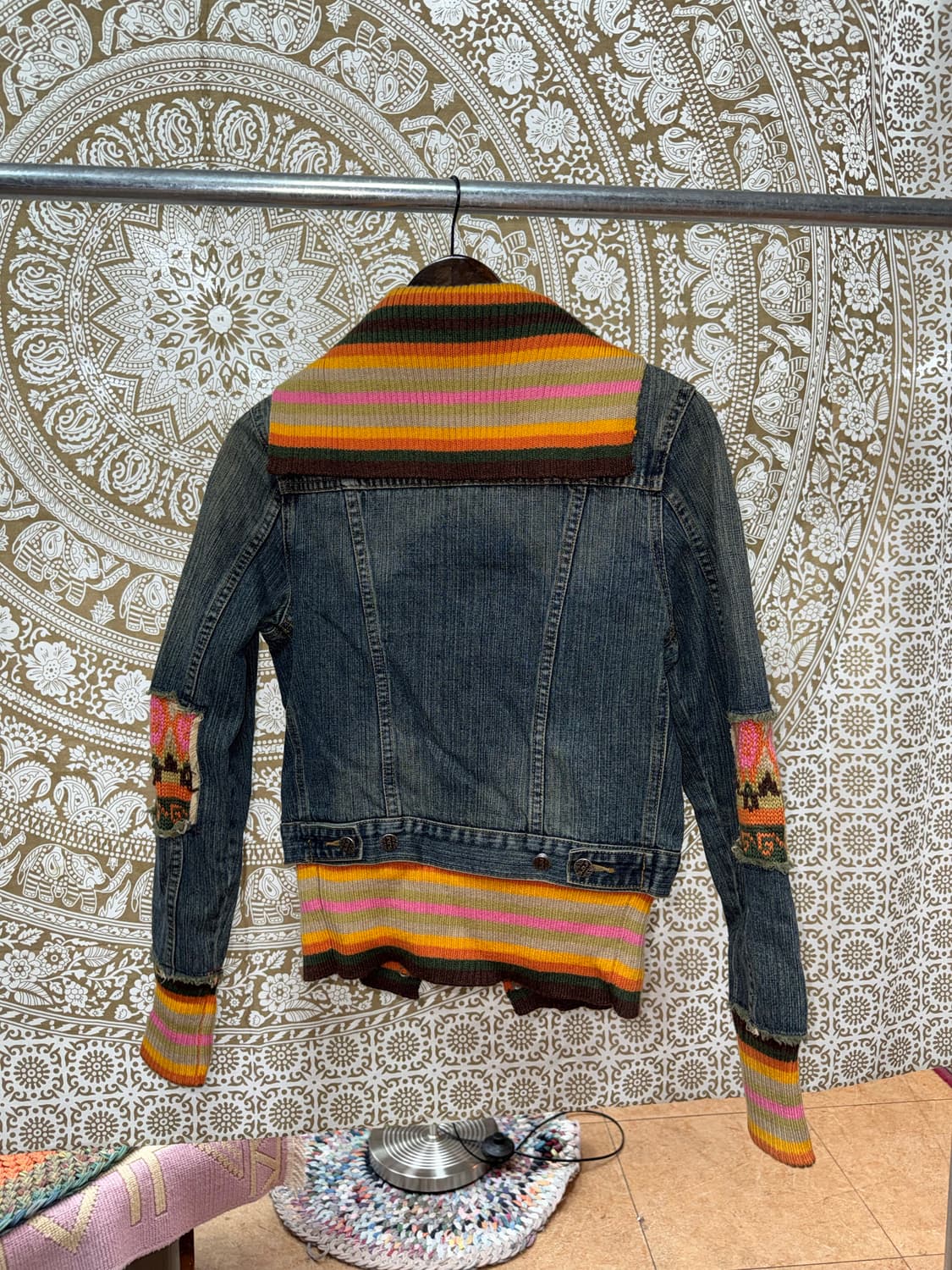 SHIDIFANG 빈티지 패치 디테일 데님 트러커 상품이미지5