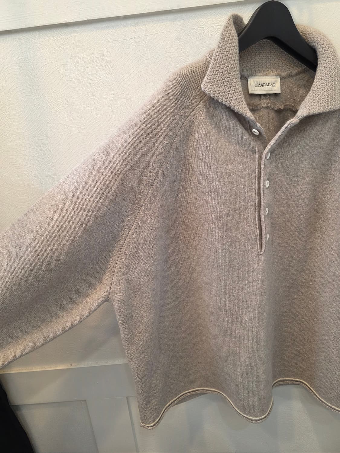 우마뭉 베이지 코튼 크로쉐카라 풀오버 니트 L 상품이미지4