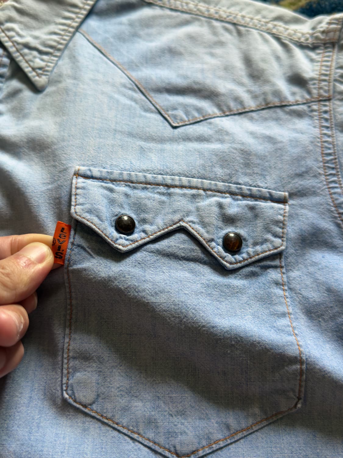90s Levi's 웨스턴 샴브레이 셀비지 셔츠 상품이미지7