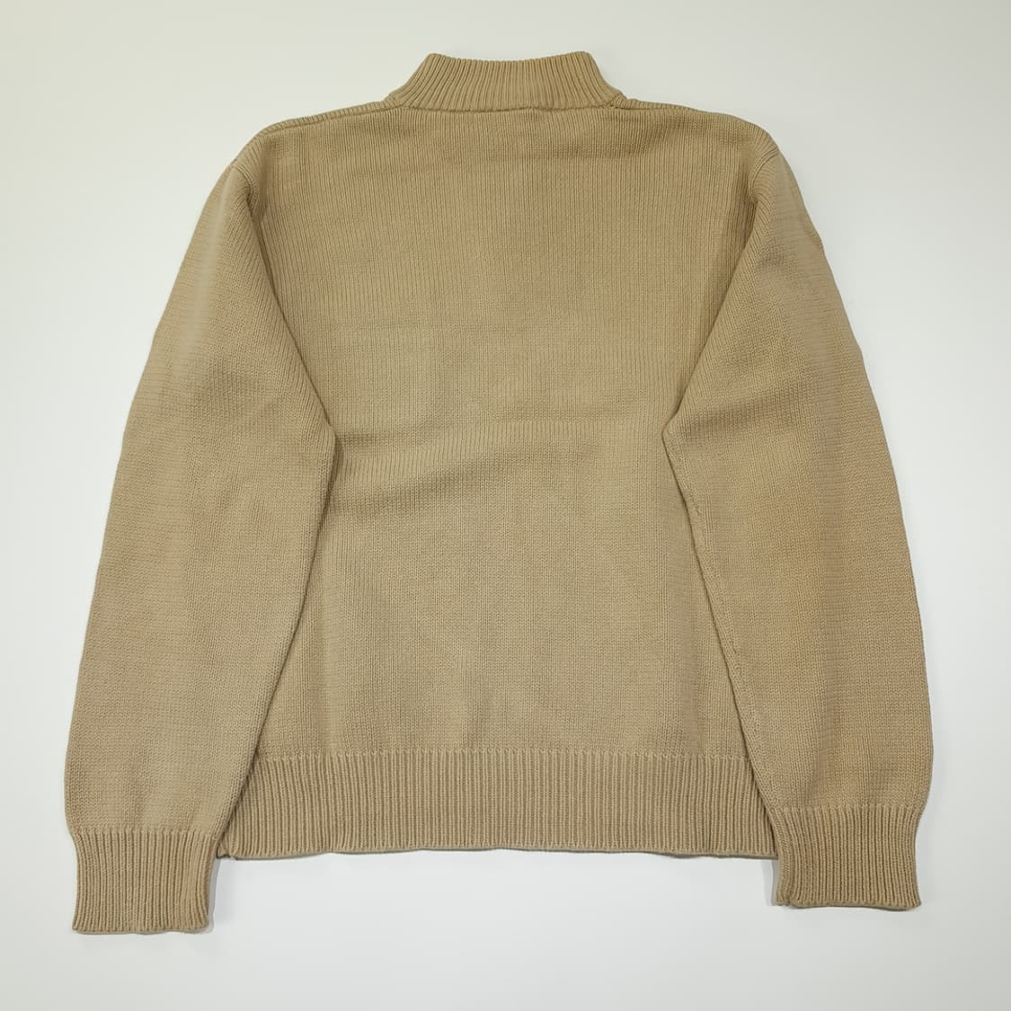 CL107 M 엘엘빈 베이지 리브드 버튼 포켓 하프 집업 니트 상품이미지6