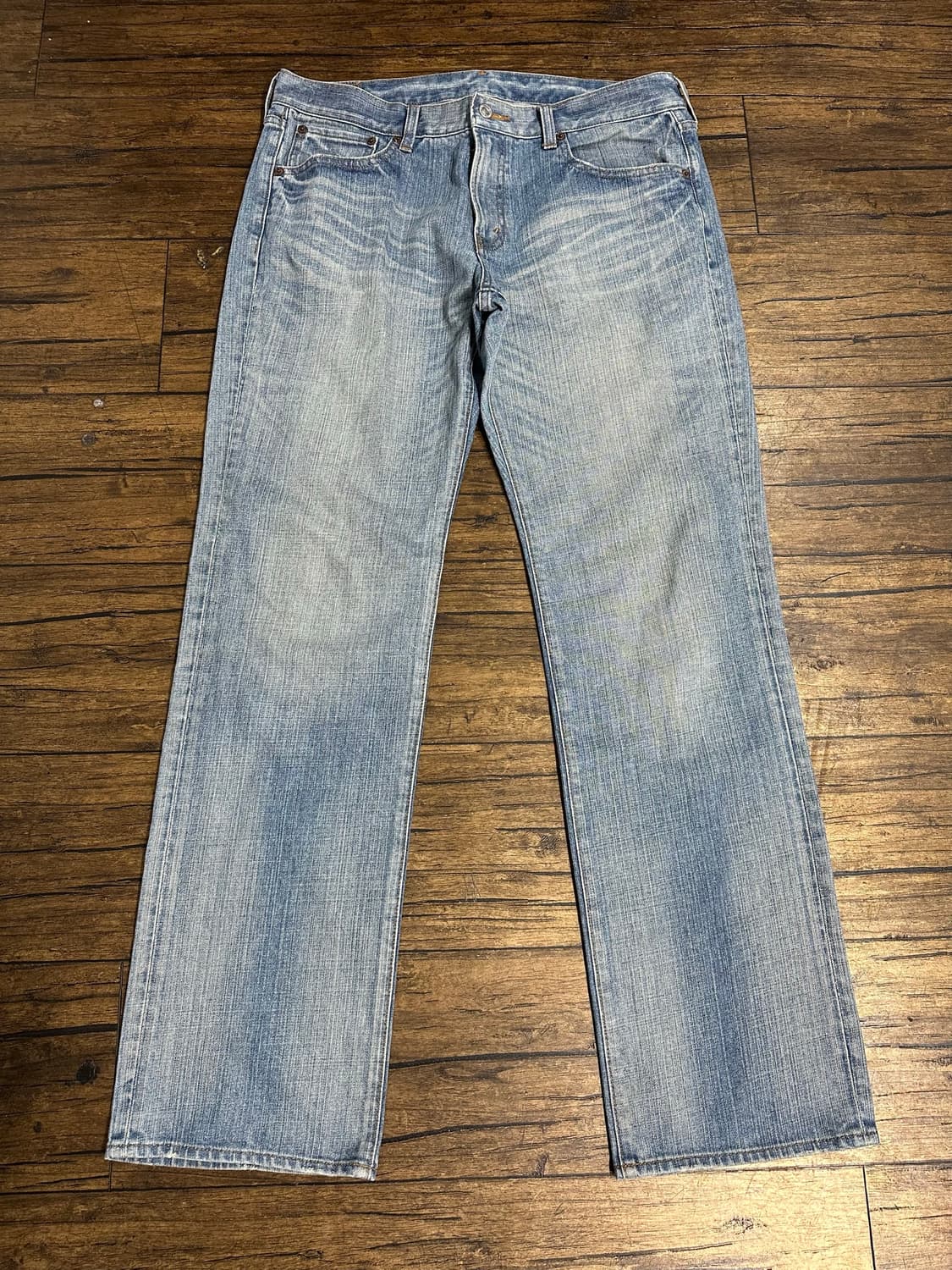 밥슨 BOBSON Crack Wash 연청 워싱 데님 팬츠 35인치 일본 상품이미지6