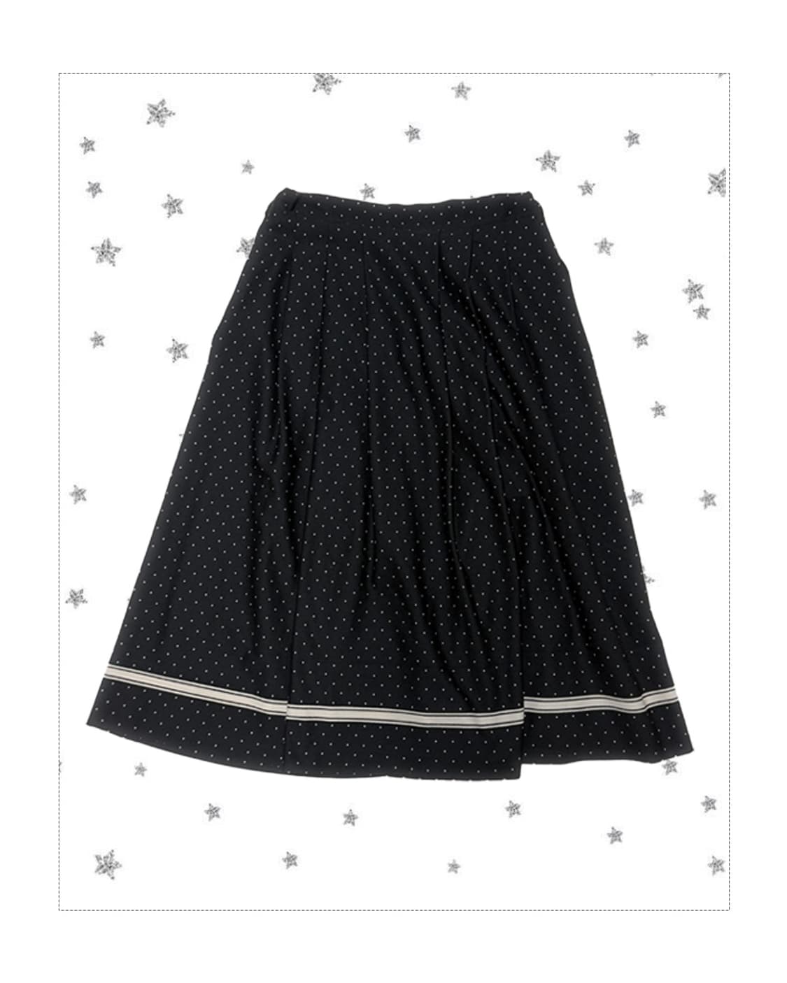 크림 라인 블랙 도트 롱스커트 상품이미지1