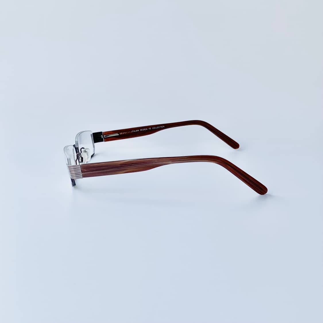 790 빈티지안경 픽키 데드스탁 사각 역반무테 언더림 하금테 메탈 브라운 상품이미지4
