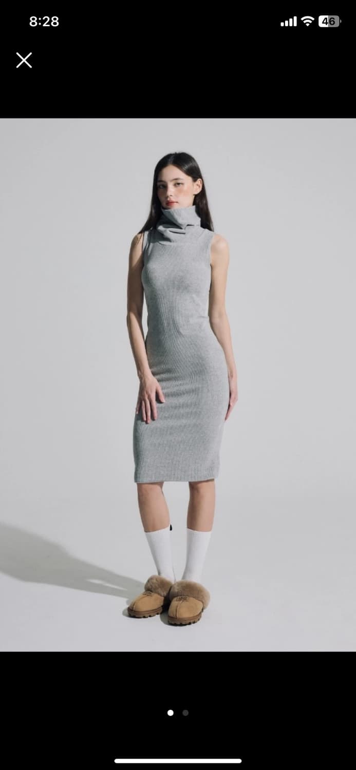 비나앤코 터틀넥 미디원피스 멜란지그레이 S 상품이미지1