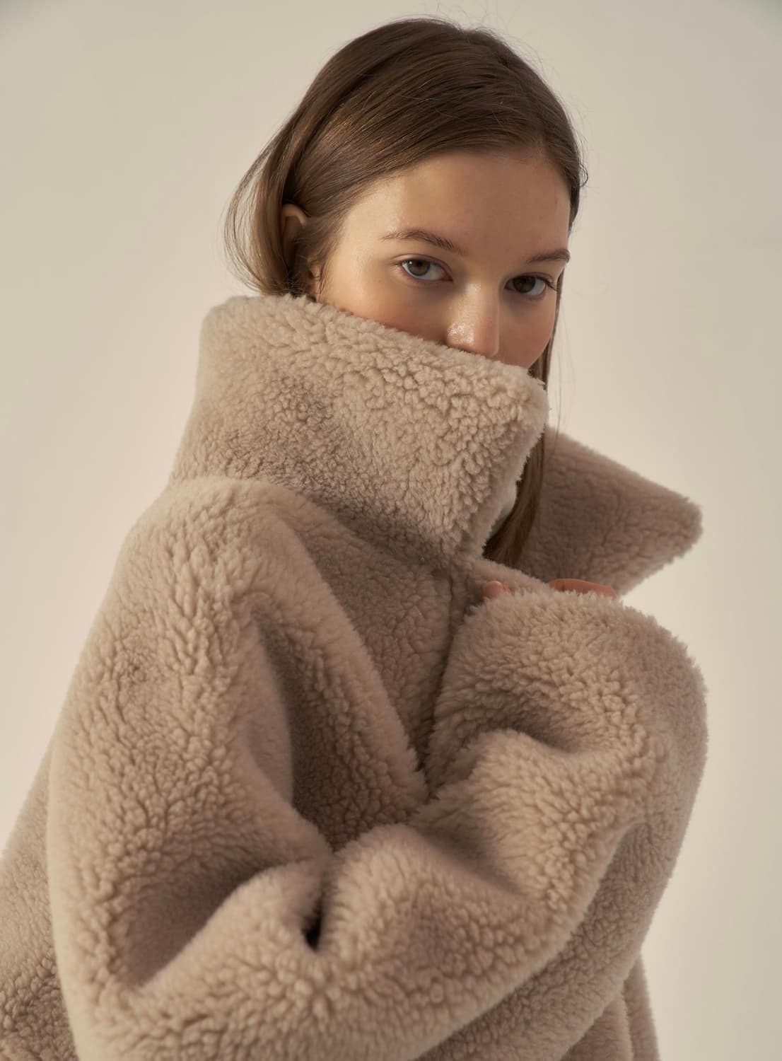 파사드패턴 램스울 리버시블 무스탕 브라운 상품이미지4