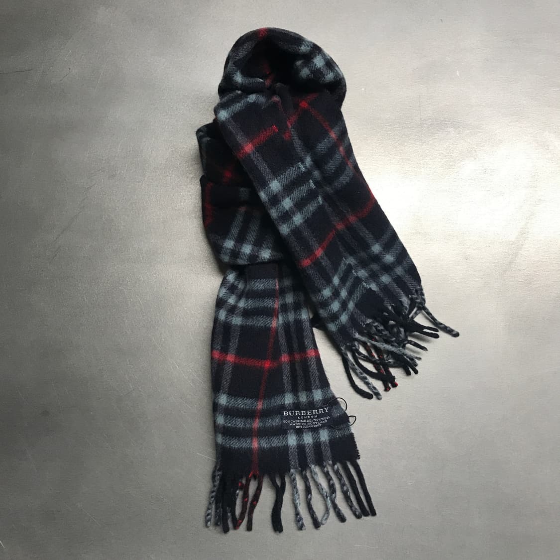 버버리 정품 캐시미어/울 머플러 네이비 상품이미지1